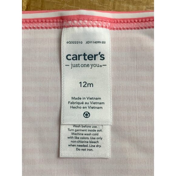 Carters Just One You Baby Girl Strawberry Rash Guard Striped Bottom Swimsuit Set - Picture 9 of 11